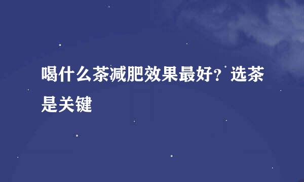 喝什么茶减肥效果最好？选茶是关键