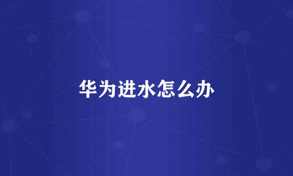 华为进水怎么办