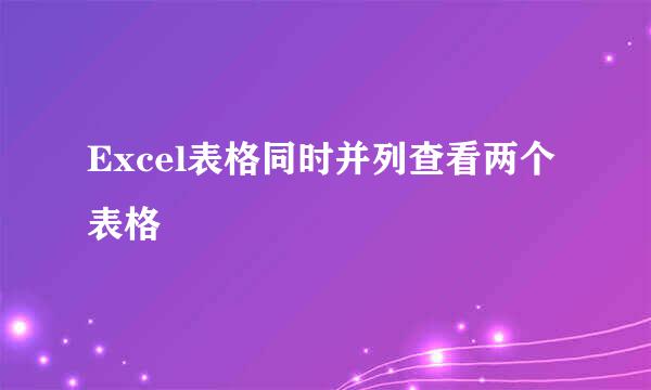 Excel表格同时并列查看两个表格