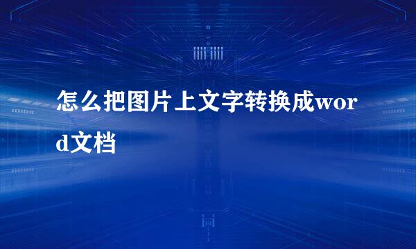 怎么把图片上文字转换成word文档