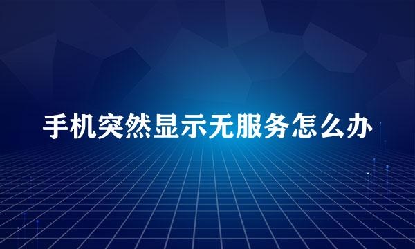 手机突然显示无服务怎么办