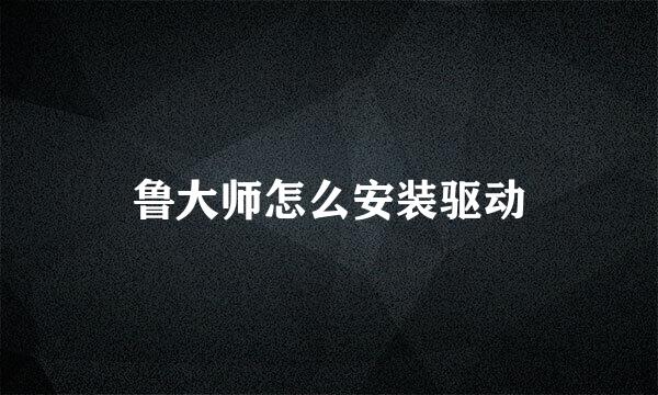 鲁大师怎么安装驱动