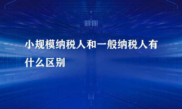 小规模纳税人和一般纳税人有什么区别
