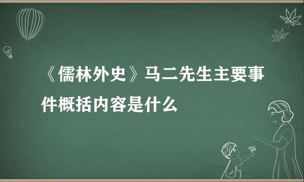 《儒林外史》马二先生主要事件概括内容是什么