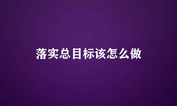 落实总目标该怎么做