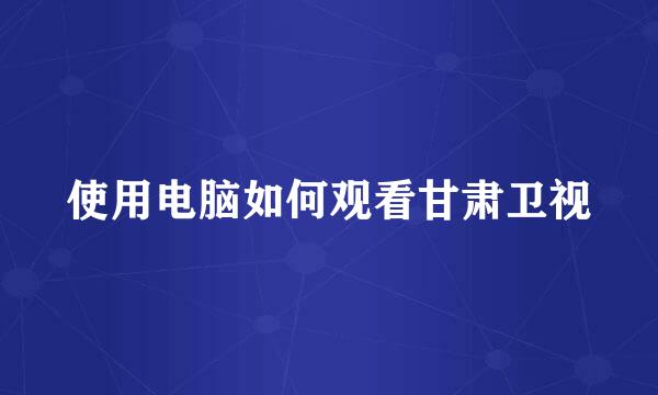 使用电脑如何观看甘肃卫视