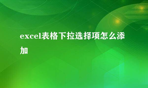excel表格下拉选择项怎么添加