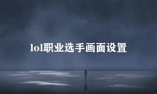 lol职业选手画面设置