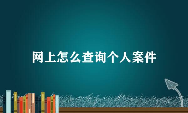 网上怎么查询个人案件