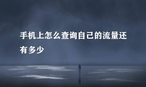 手机上怎么查询自己的流量还有多少