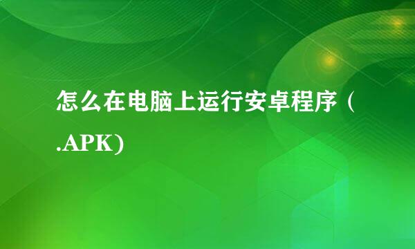 怎么在电脑上运行安卓程序（.APK)
