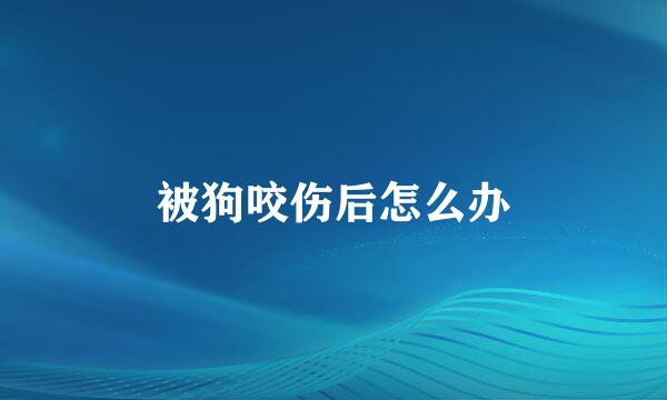 被狗咬伤后怎么办