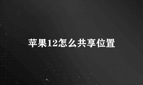 苹果12怎么共享位置
