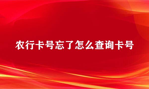 农行卡号忘了怎么查询卡号