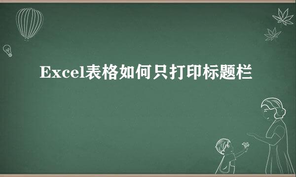 Excel表格如何只打印标题栏