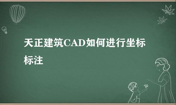 天正建筑CAD如何进行坐标标注