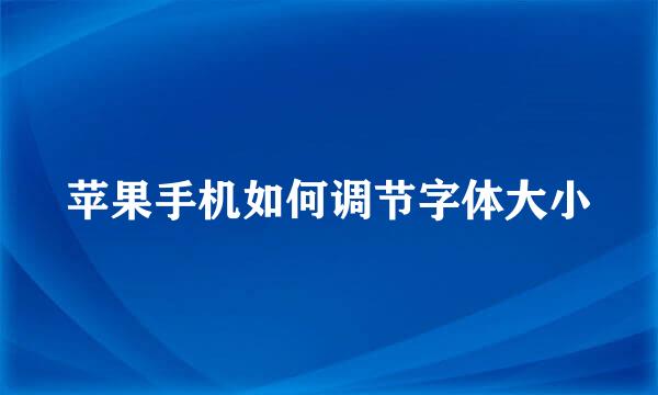 苹果手机如何调节字体大小