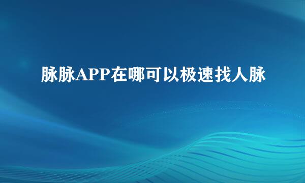 脉脉APP在哪可以极速找人脉