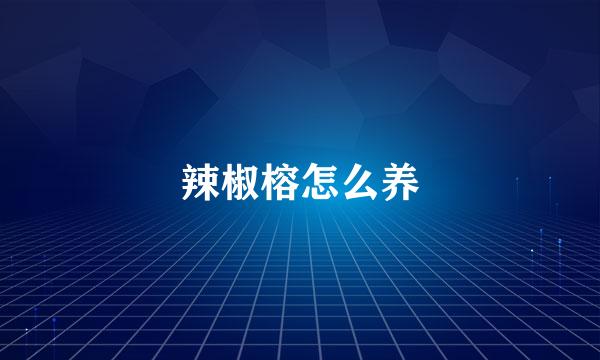辣椒榕怎么养