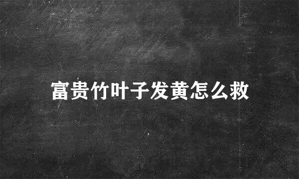富贵竹叶子发黄怎么救