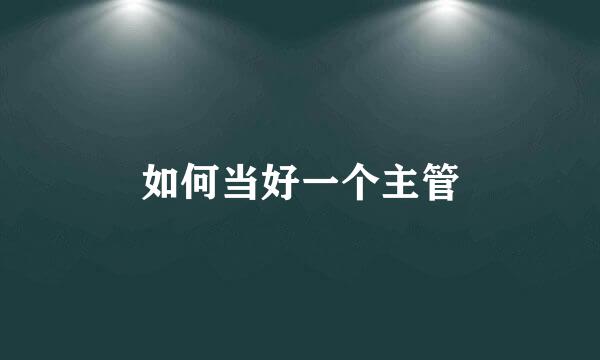 如何当好一个主管
