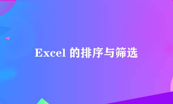 Excel 的排序与筛选