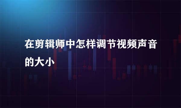 在剪辑师中怎样调节视频声音的大小