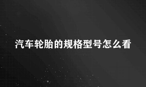 汽车轮胎的规格型号怎么看