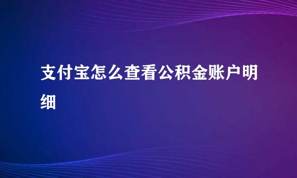 支付宝怎么查看公积金账户明细