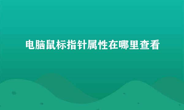 电脑鼠标指针属性在哪里查看