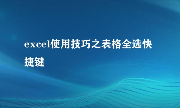 excel使用技巧之表格全选快捷键