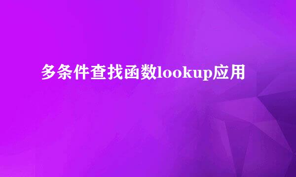 多条件查找函数lookup应用