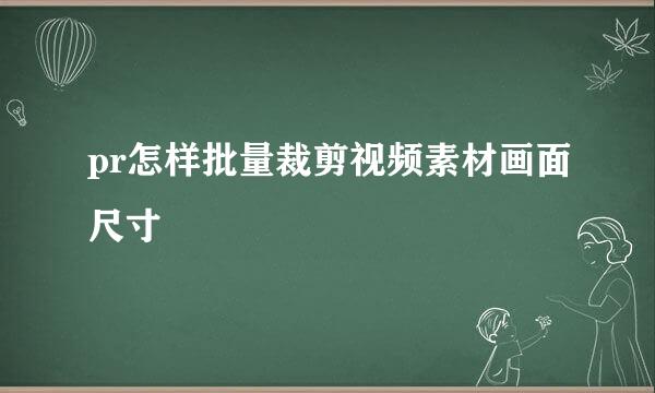 pr怎样批量裁剪视频素材画面尺寸