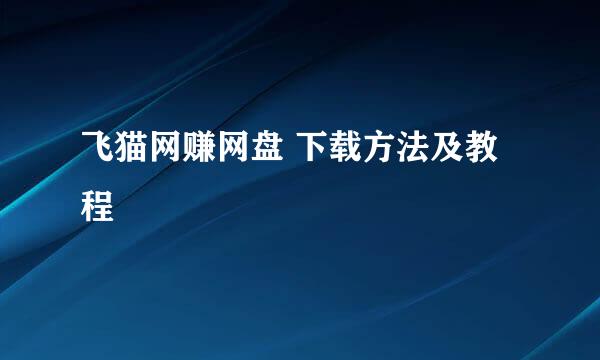 飞猫网赚网盘 下载方法及教程