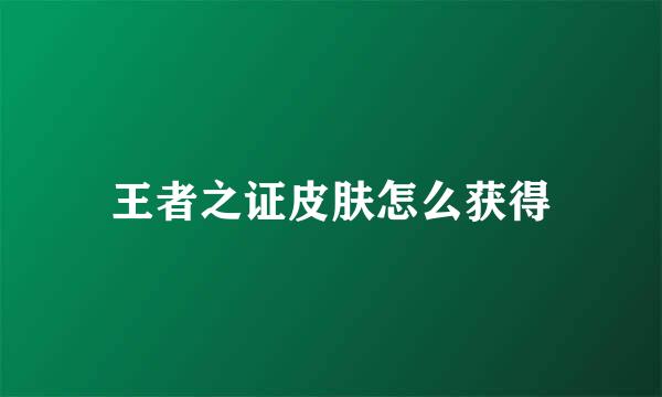 王者之证皮肤怎么获得