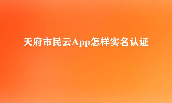 天府市民云App怎样实名认证