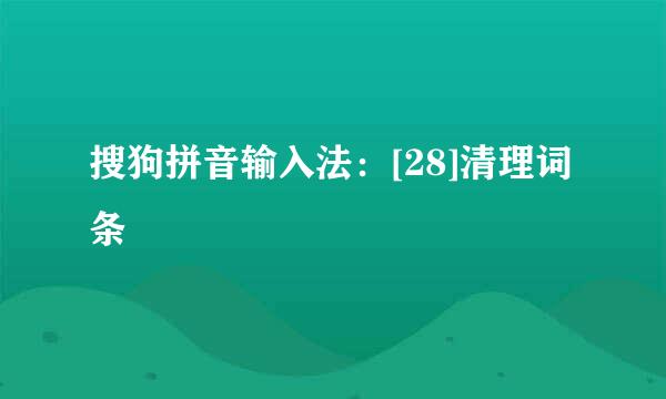 搜狗拼音输入法：[28]清理词条