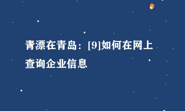 青漂在青岛：[9]如何在网上查询企业信息