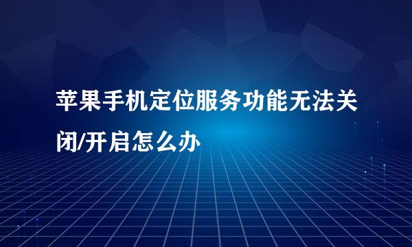 苹果手机定位服务功能无法关闭/开启怎么办
