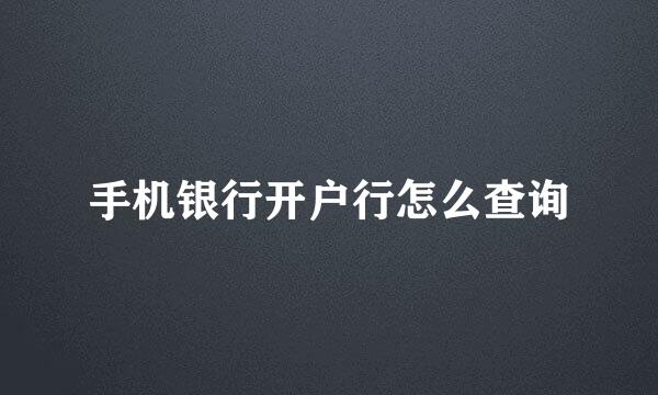 手机银行开户行怎么查询