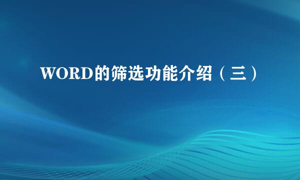 WORD的筛选功能介绍（三）