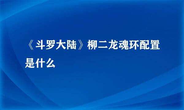 《斗罗大陆》柳二龙魂环配置是什么