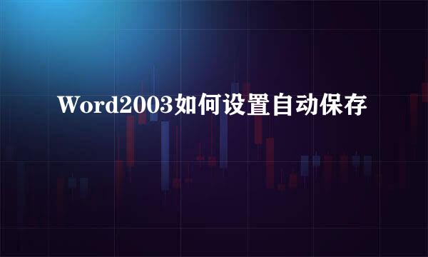 Word2003如何设置自动保存