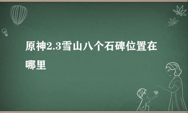 原神2.3雪山八个石碑位置在哪里