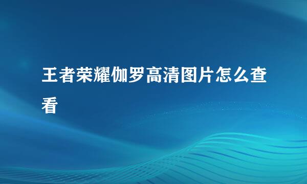 王者荣耀伽罗高清图片怎么查看