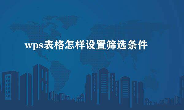 wps表格怎样设置筛选条件