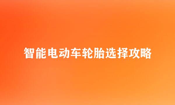 智能电动车轮胎选择攻略