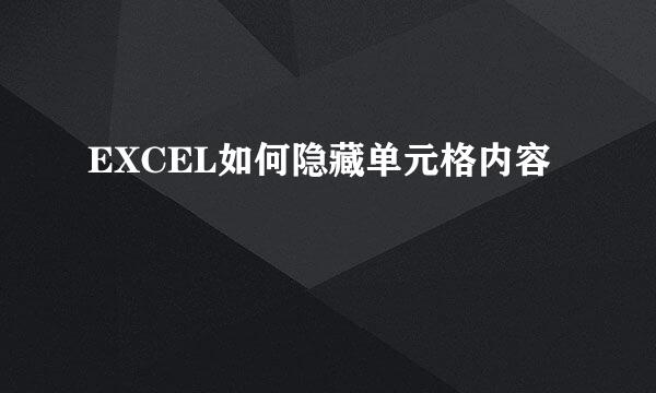 EXCEL如何隐藏单元格内容