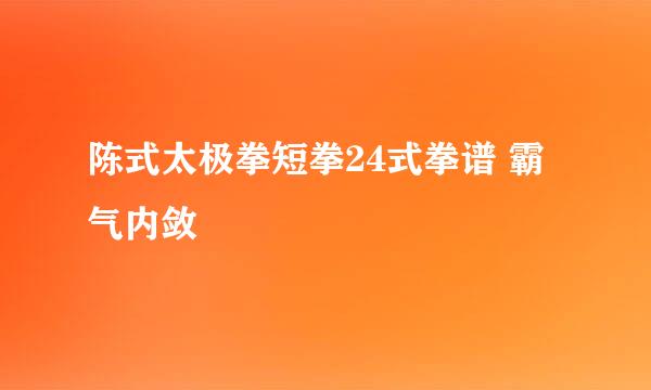 陈式太极拳短拳24式拳谱 霸气内敛