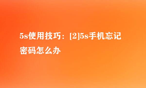 5s使用技巧：[2]5s手机忘记密码怎么办